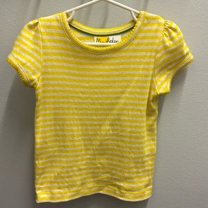 Mini Boden Henley Pointelle Short Sleeve Top Size 3-4 y yellow